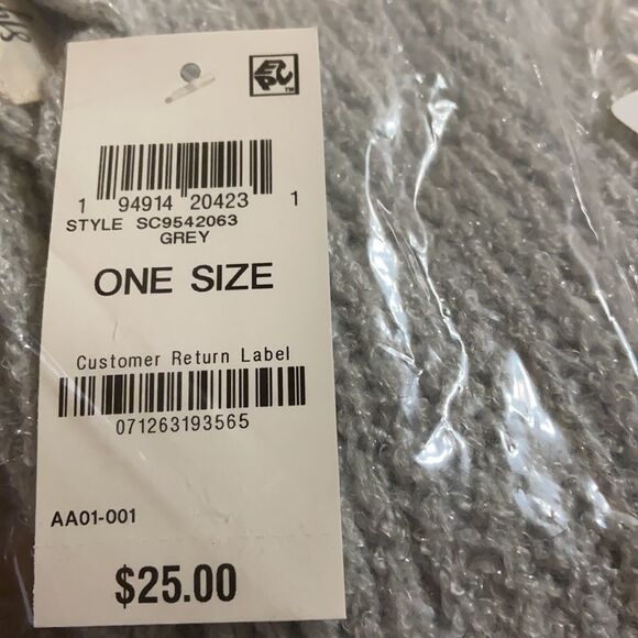 Style & Co Rib Solid Grey Scarf With Lurex 72" x 10" - Picture 4 of 4